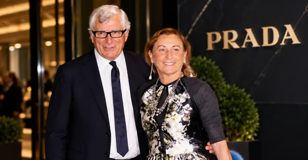 Patrizio Bertelli with his wife Miuccia Prada